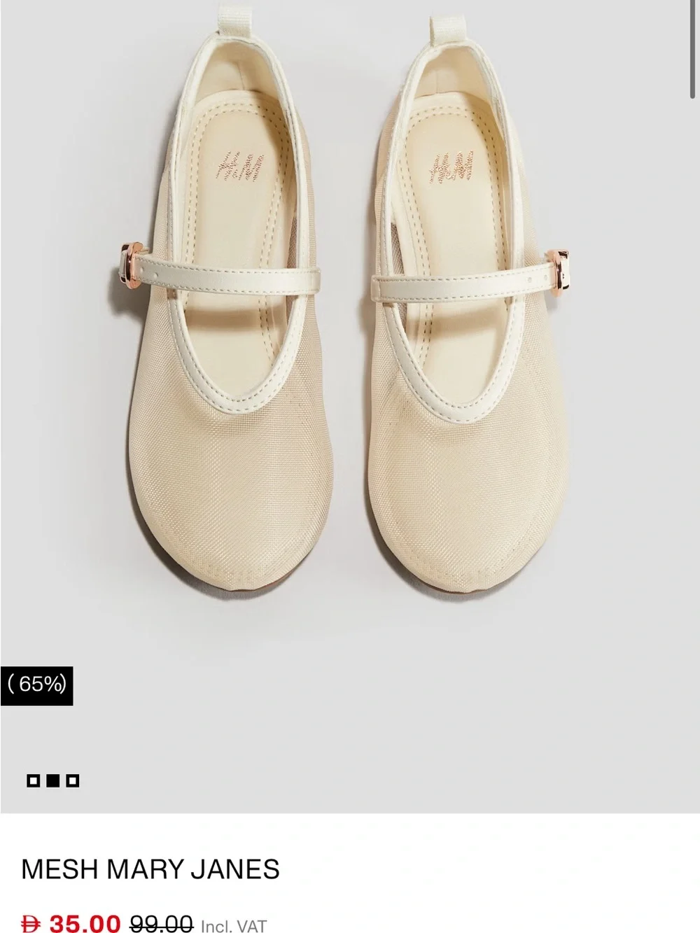 H&M Beige Mesh Mary Jane Flats with Strap